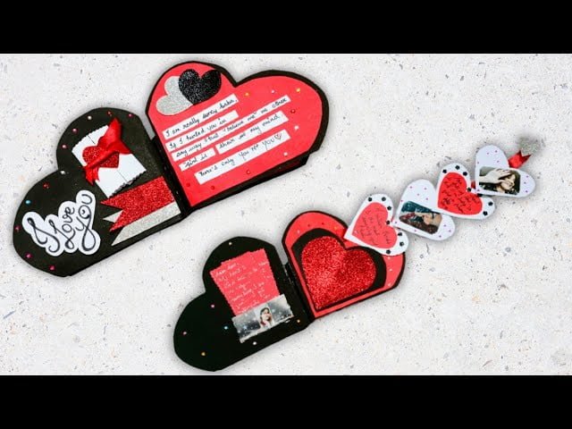 Valentine special heart scrapbook gift / How to make scrapbook page / Heart scrapbook tutorial