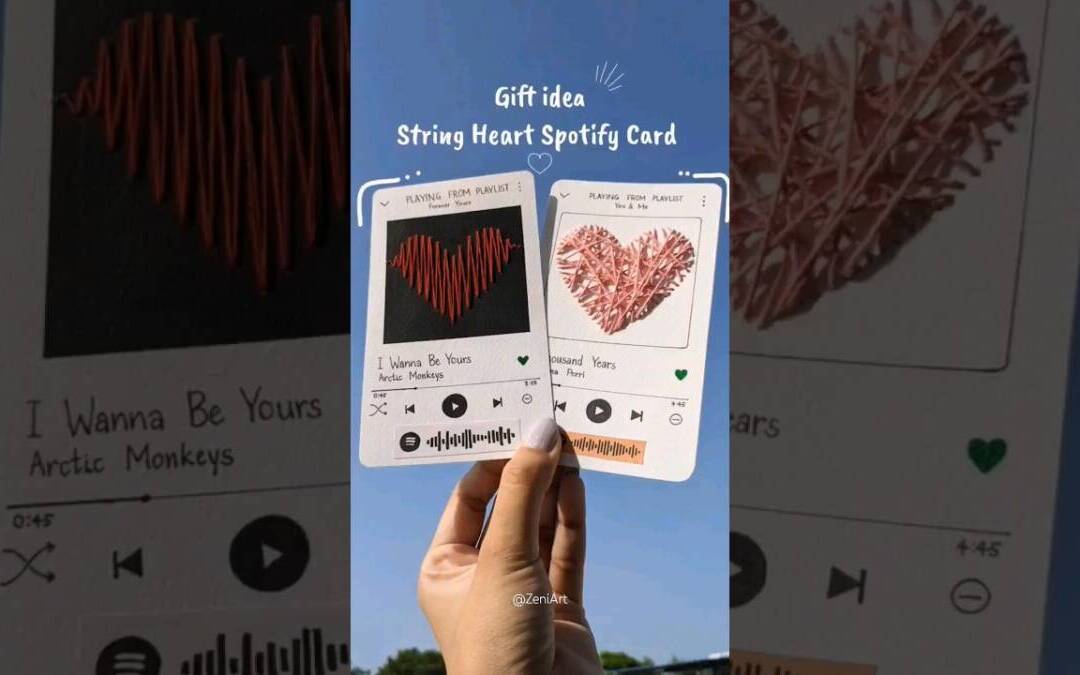 String Heart Spotify Card- Cute Gift Idea #diy #giftideas #shorts #subscribe