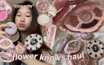 🦢🍓FLOWER KNOWS *coquette* unboxing haul + full face makeup | dreamy, pinterest, balletcore inspired